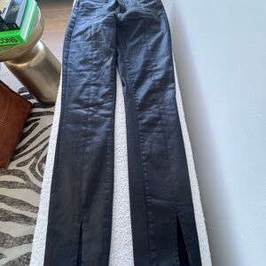 L'AGENCE Noir Coated High-Rise Split Ankle Pants